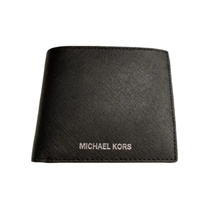 MICHAEL KORS Harrison Saffiano Leather Passport Clip Wallet Men's Black-1