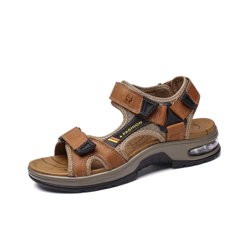 LAORENTOU Beach Sandals Men Khaki/Burgundy/Black-3