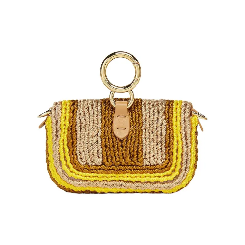 FENDI Calfskin Embroidered Tassel Bag Accessory Women's Multicolor-2