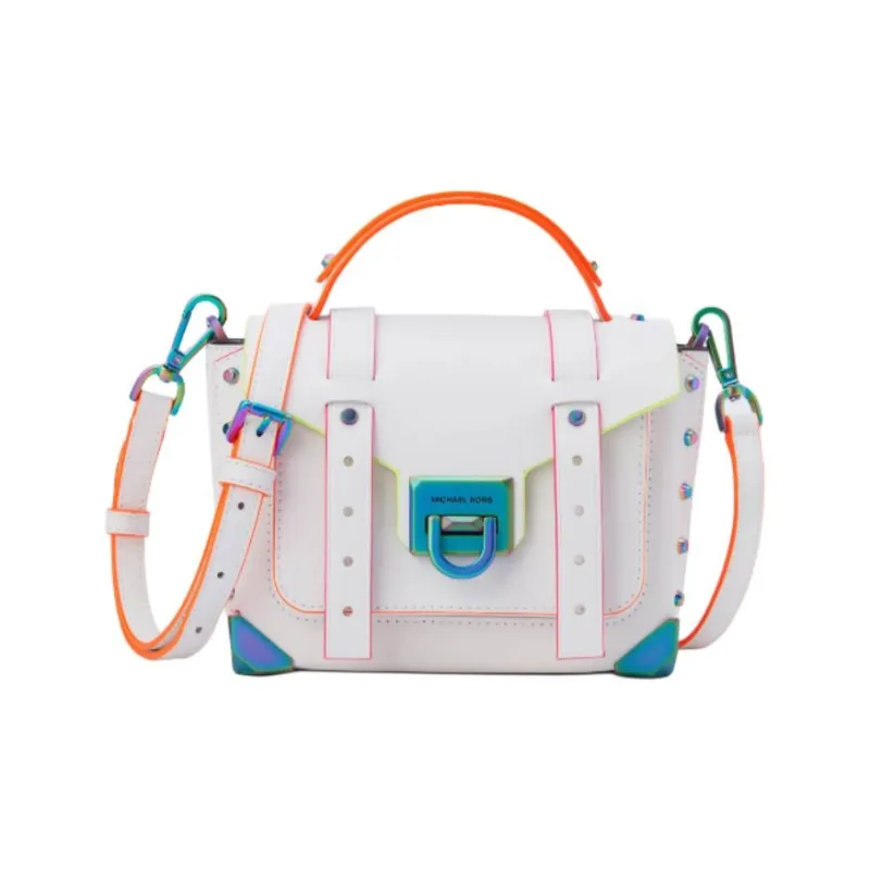 MICHAEL KORS Manhattan Cow Leather Handbag Shoulder Bag Crossbody Bag Small Size Women's White-0