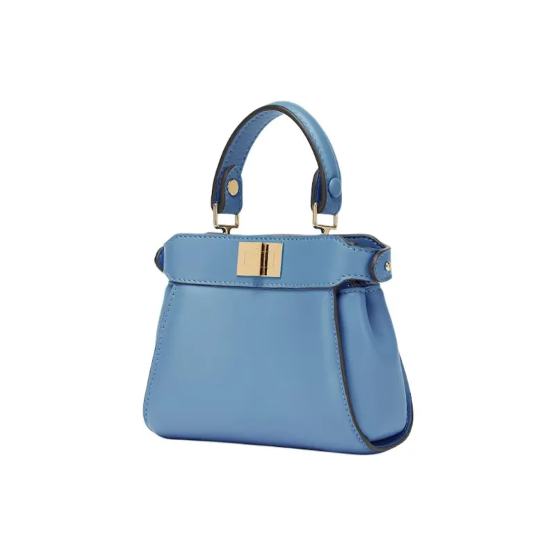 FENDI Peekaboo Lambskin One Shoulder Handbags Nano Women's Blue-1