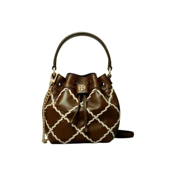 TORY BURCH Leather Bucket Bags Shoulder Bag Crossbody Bag Mini Women's Coffee Brown