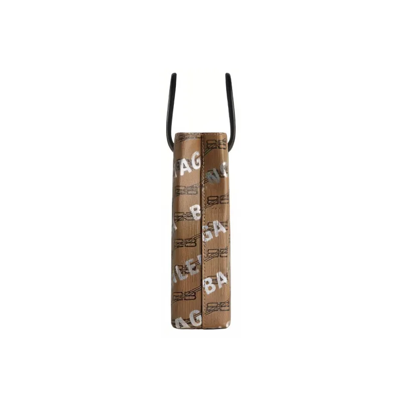 Balenciaga Polyurethane Shoulder Bag Crossbody Bag Handbag Large Size Women's Beige Brown-2