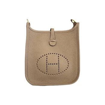 HERMES Evelyne TM Bullock Leather Shoulder Bag Crossbody Bag Mini Women's Beige De Weimar Dog Beige