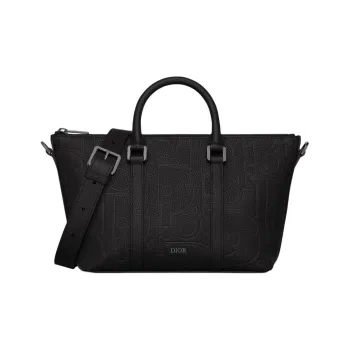 DIOR Gravity Print Effect Grained Cow Leather Handbag Shoulder Bag Crossbody Bag Men's Black