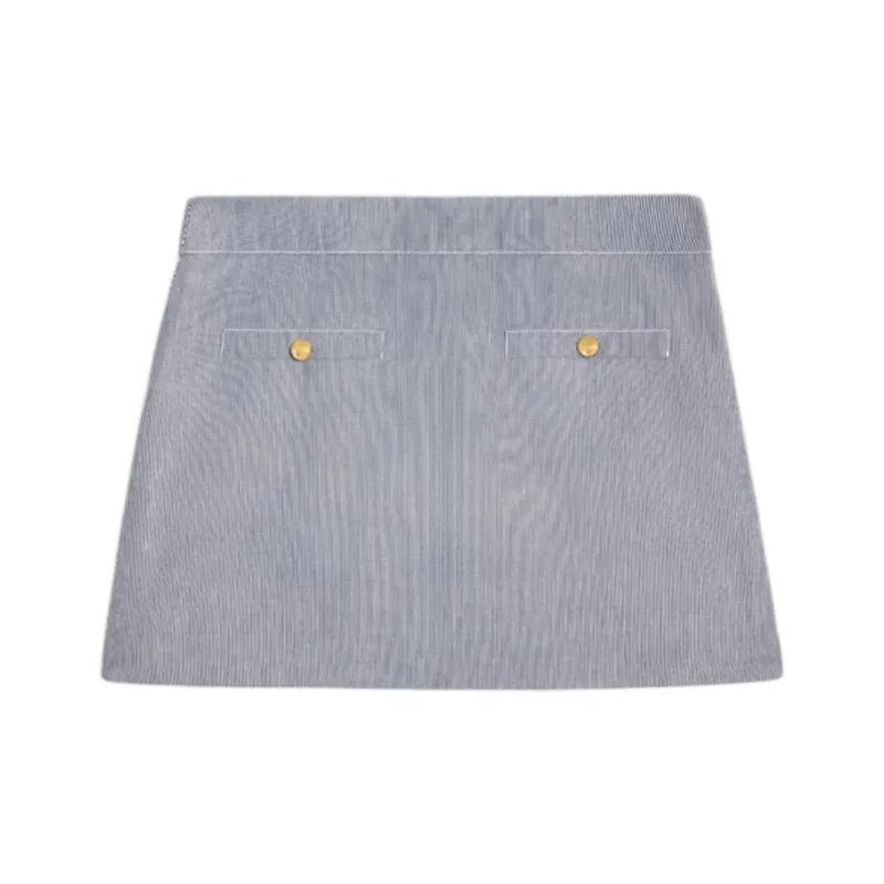 CELINE Button Detailed Striped Mini Skirt-1