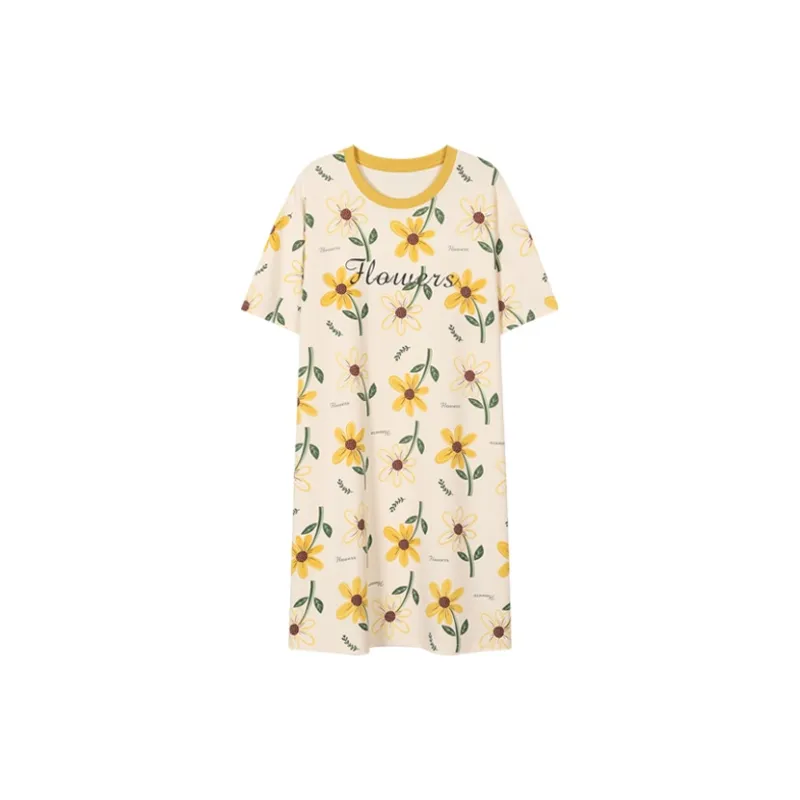 H YXIANG Nightgown Women's Mustard Yellow-0
