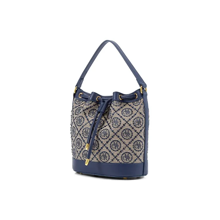 CHRISBELLA Fabric, Synthetic Leather One Shoulder Handbag Medium Size Women's Blue-2
