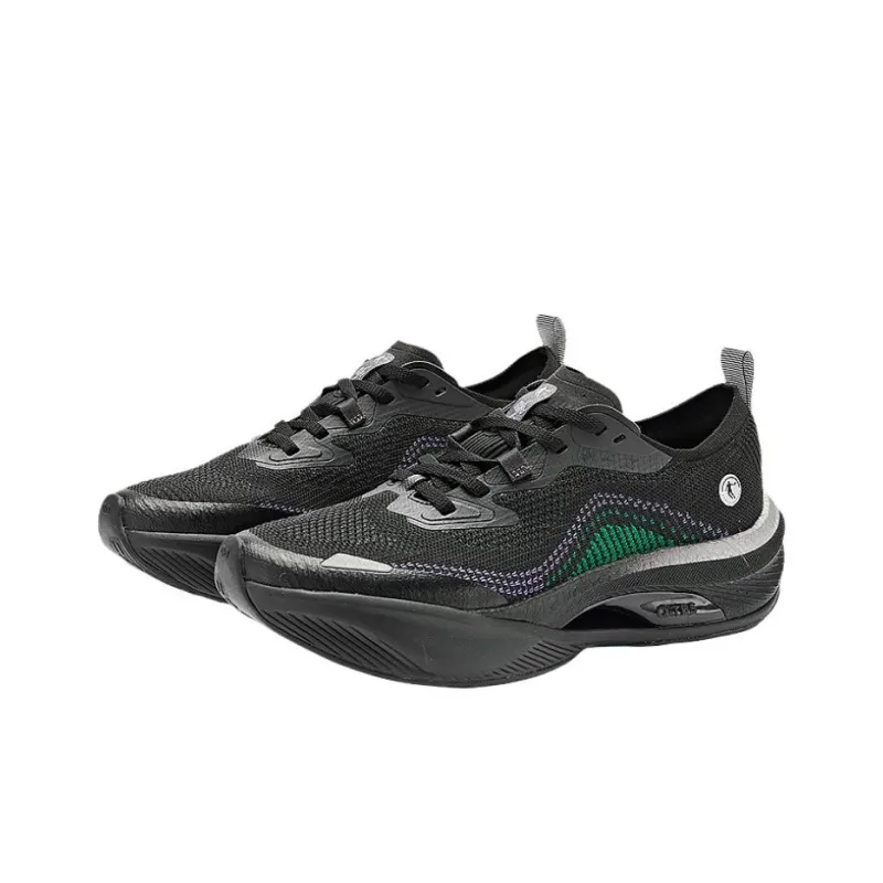 QIAODAN Anti Slip Wear Resistant Low Top Running Shoes Men's Black Silver-3