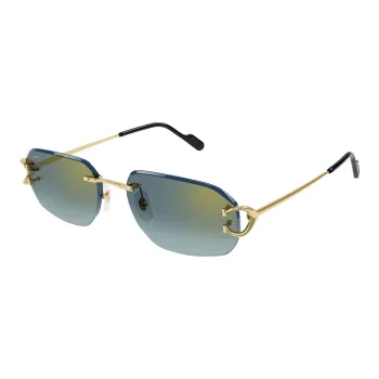 CARTIER Metal Aviator Sunglasses Unisex Gold