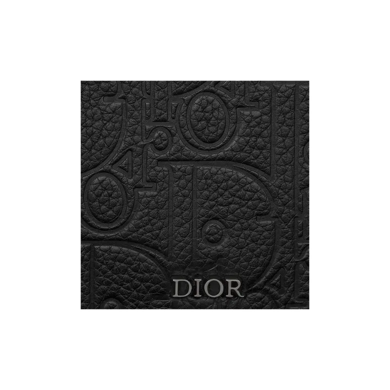DIOR Gravity Print Effect Leather Card Holder Men's Black-4