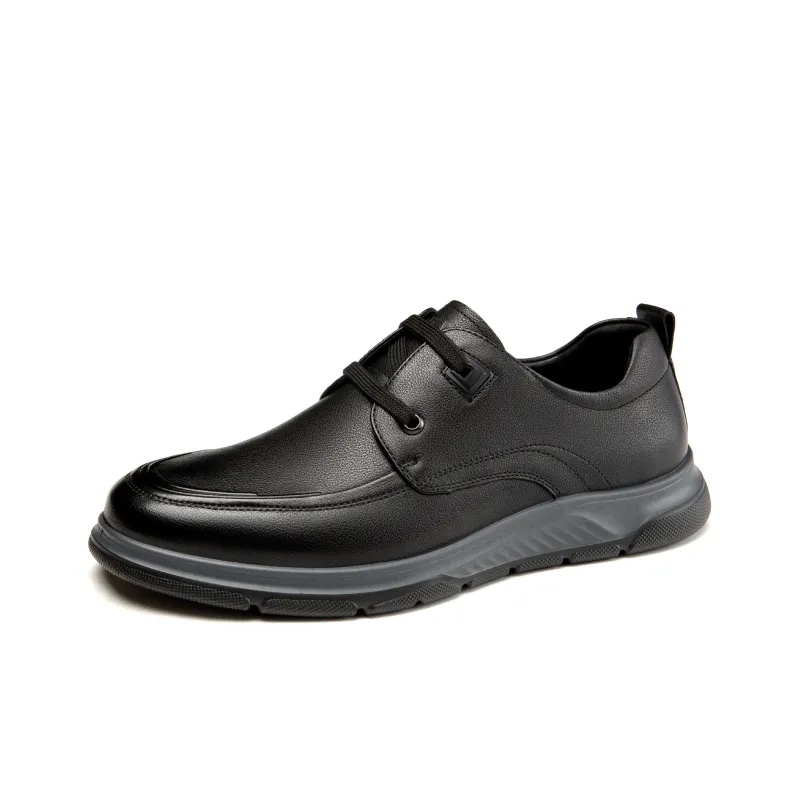 AOKANG Lace Up Soft Leather Shoes Business Casual Shoes Men's Black-1