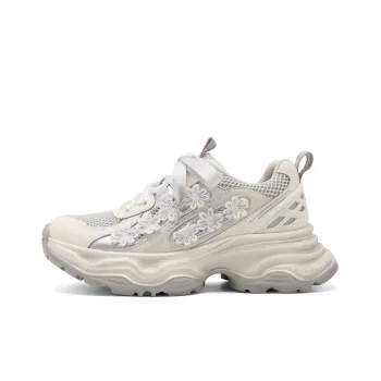 BELLE Cushioning, Slip Resistant, And Abrasion Resistant Low Top Chunky Sneakers Women's Gray, Apricot