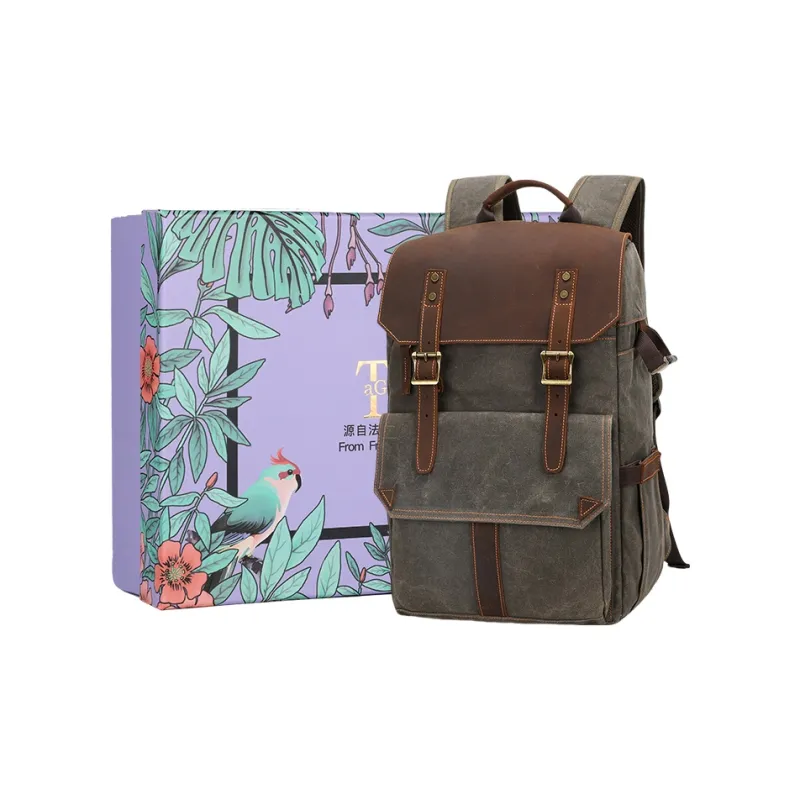 TTaG．baG Batik Canvas With Crazy Horse Cow Leather Carry Backpack Regular Unisex-5