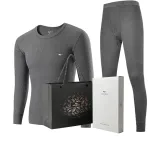 Long-Sleeved Top+Pants Clothing Set (Dark Heather Gray)-Pure Cotton, Skin-Friendly/3A Antibacterial, Brushed for Heat Retention