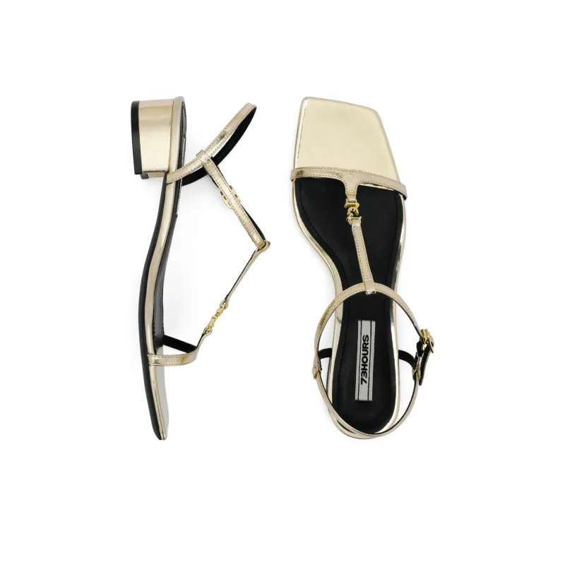 73Hours Gold Reflection Strap Sandals 3cm Women's-9