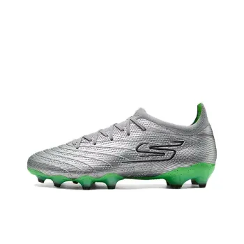 Skechers MEN'S GO BASKETBALL Artificial Ground Non-slip And Sweat-wicking Soccer Shoes Men's Silver Green