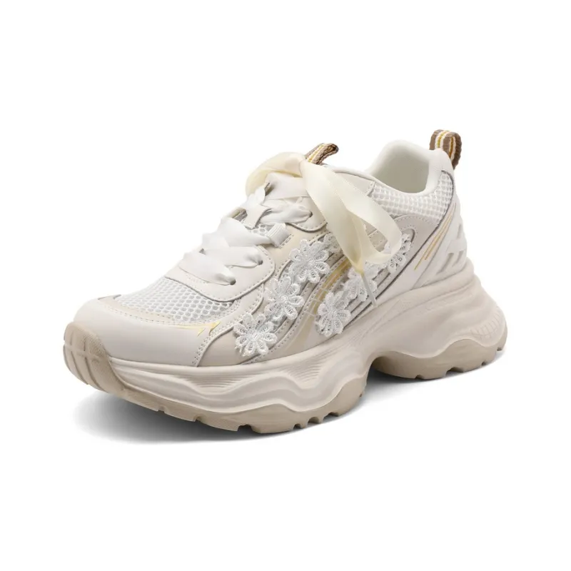 BELLE Cushioning, Slip Resistant, And Abrasion Resistant Low Top Chunky Sneakers Women's Gray, Apricot-6