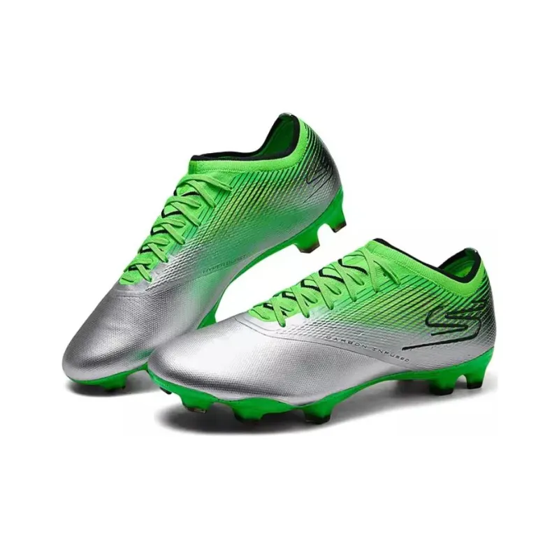 Skechers MEN'S GO BASKETBALL Artificial Ground Slip Resistant Coverage Soccer Shoes Men's Silver Green-2