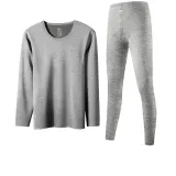 Long-Sleeved Top+Pants Clothing Set (Medium Gray) with Heat-Retaining Black Technology