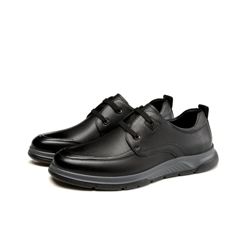 AOKANG Lace Up Soft Leather Shoes Business Casual Shoes Men's Black-2