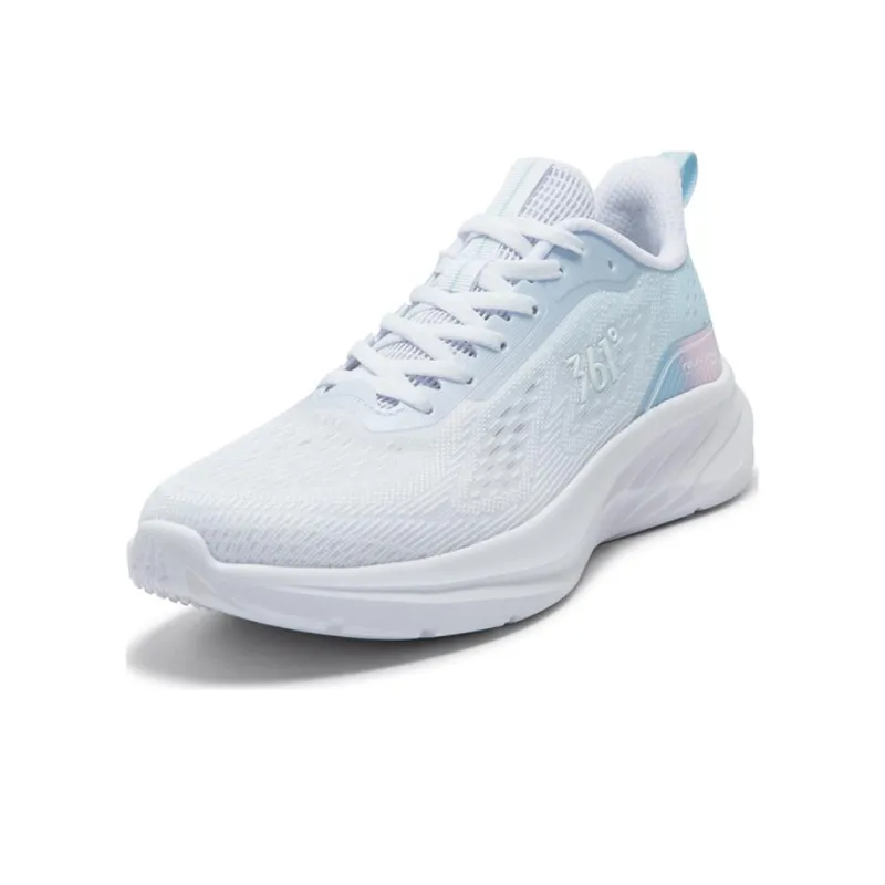 361° Abrasion Resistant Low Top Casual Running Shoes Women's White Blue-1