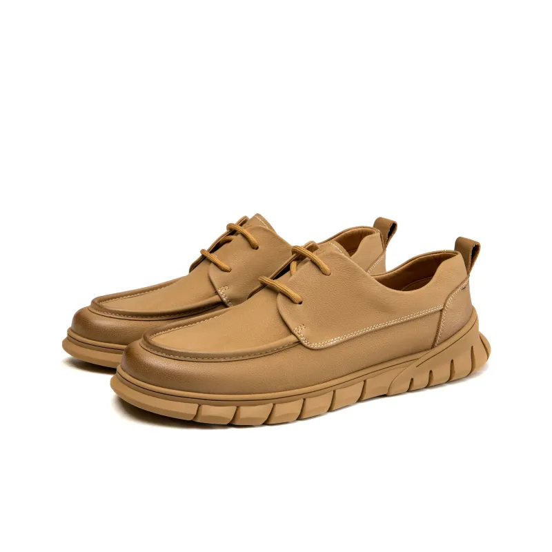 AOKANG Fashionable Versatile Walking Shoes Wear Resistant Slip on Unlined Shoes Casual Leather Shoes Men's Brown-2