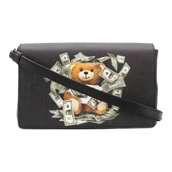 MOSCHINO Leather Shoulder Bag, Crossbody Bag Women's Black