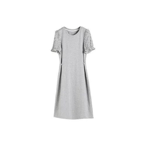 Hang Yi Court Short-Sleeved Dresses Women's Gray