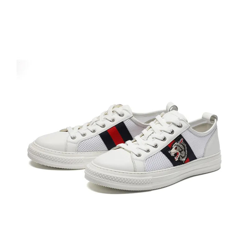 CHARRIOL Slip-Resistant Cushioning Low-Top Skateboard Shoes Men's White-2