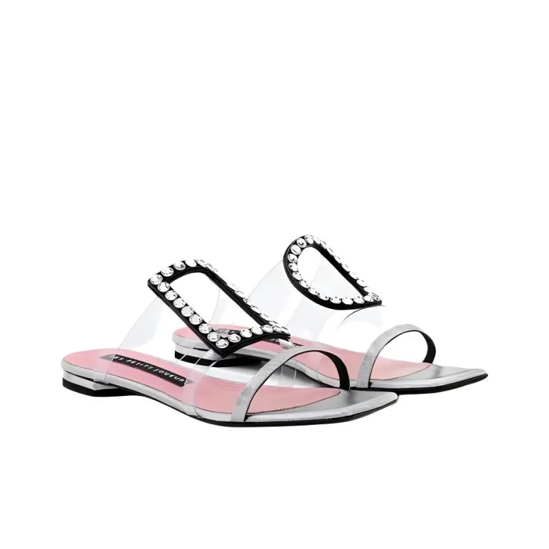 Les Petits Joueurs Slip-Resistant Slide Slippers Women's Silver-2