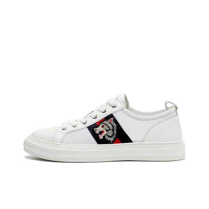 CHARRIOL Slip-Resistant Cushioning Low-Top Skateboard Shoes Men's White-0