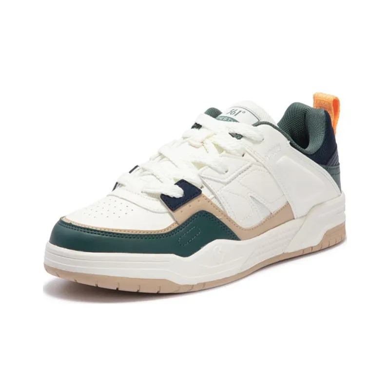 361° Slip Resistant Low Top Skateboard Shoes Men's White Green-1