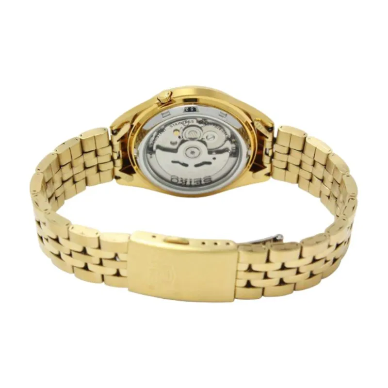 SEIKO Automatic Mechanical Movement Stainless Steel Strap Watch Men's Watches Gold Dial-3
