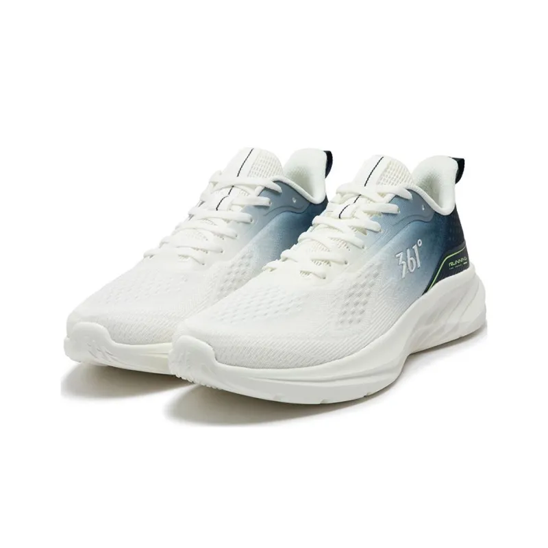 361° Wear-Resistant Low-Top Casual Running Shoes Men's White Blue-2