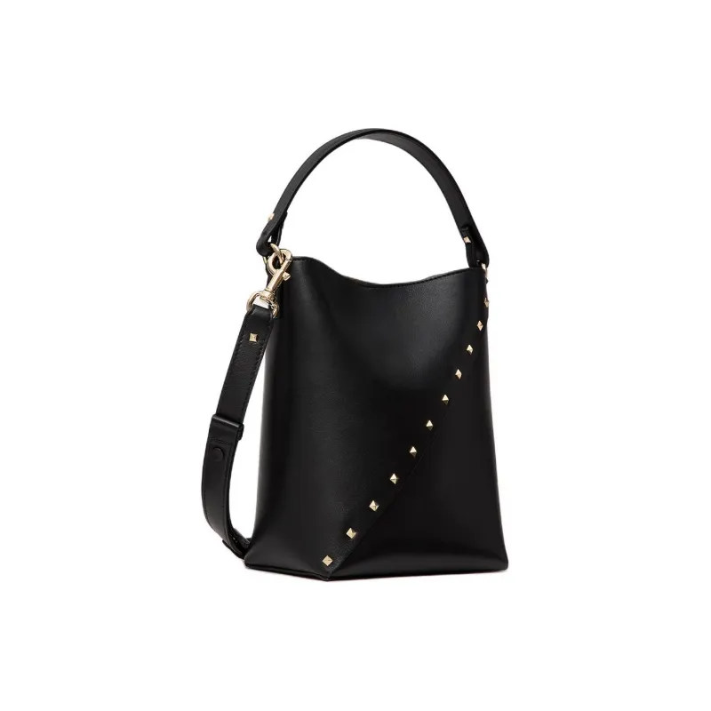 Valentino Cow Leather Bucket Bag Women's Black-1