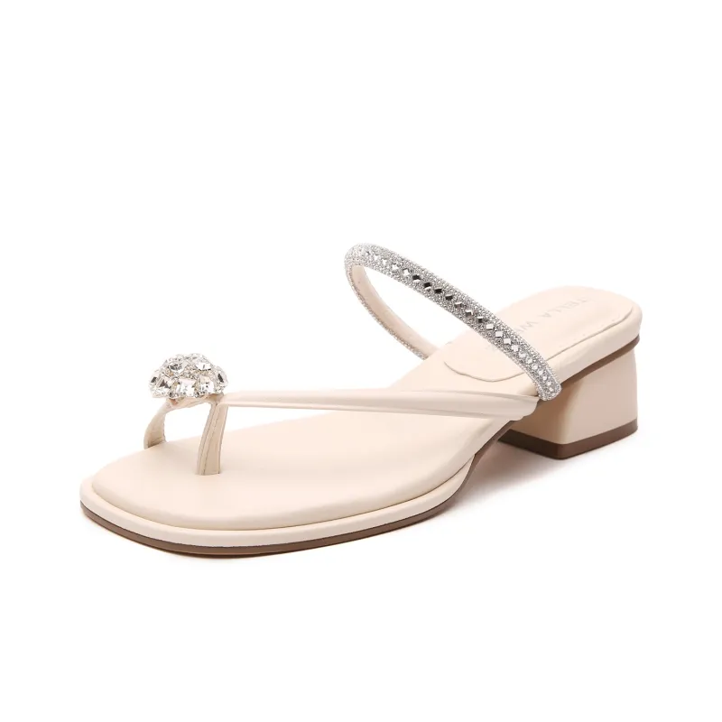 STELLA WEISZ Rubber Sole Cut Out Rhinestone Slip Resistant Abrasion Resistant Slide Slippers Women's-0