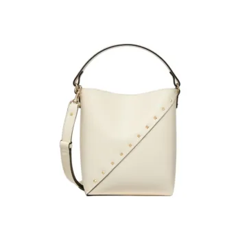 Valentino Rockstud Calfskin Bucket Bag Handbag Shoulder Bag Crossbody Bag Women's Ivory White