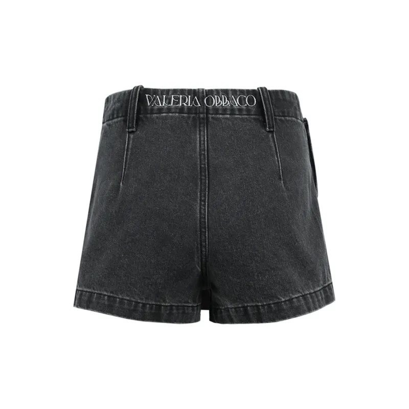 Valeria Obbaco Denim Shorts Women's Gray-1