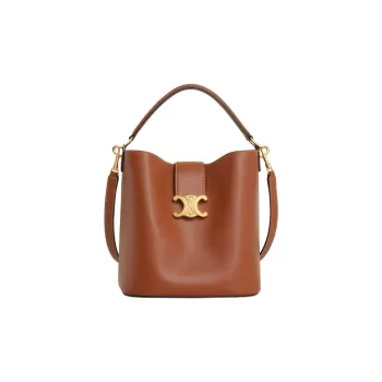 CELINE Calfskin Shoulder Bag Crossbody Bag Handbag Medium Size Women's Tan Brown