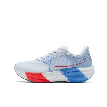 XTEP 260X 1.0 Anti Slip Wear Resistant Low Top Carbon Plate Marathon Running Shoes Women's New White Sky Blue Laser Red