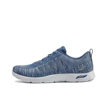 Skechers Cushioned Anti Slip And Wear Resistant Lightweight Low Top Casual Running Shoes Women's Dark Gray Blue