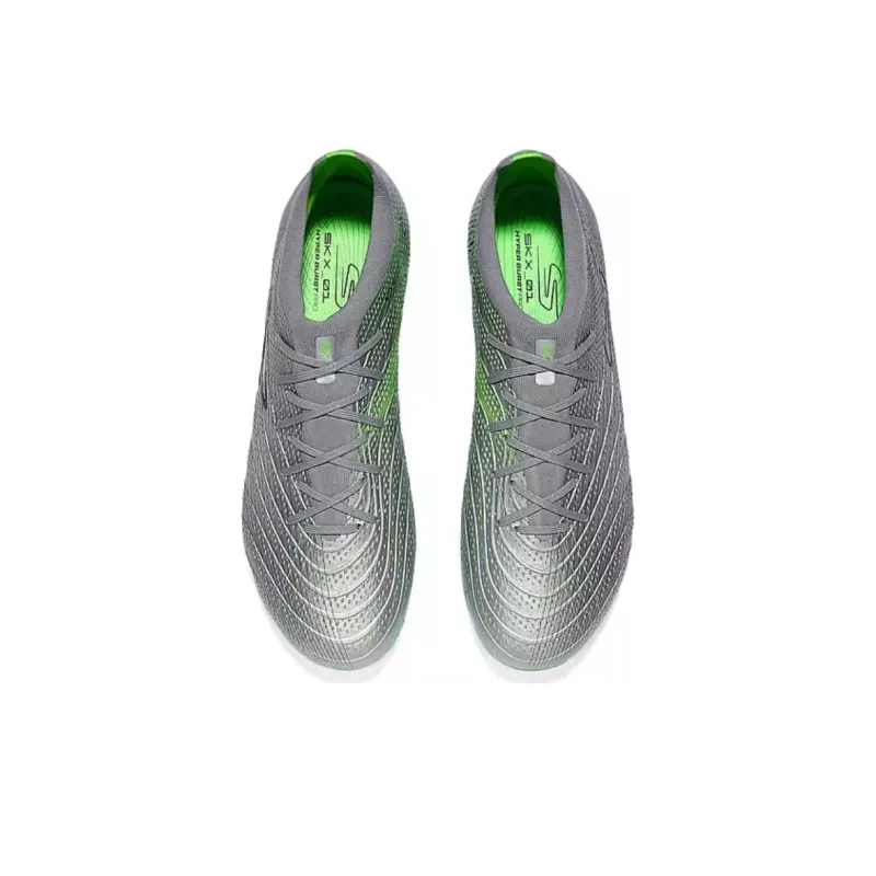 Skechers MEN'S GO BASKETBALL Artificial Ground Non slip And Sweat wicking Soccer Shoes Men's Silver Green-3