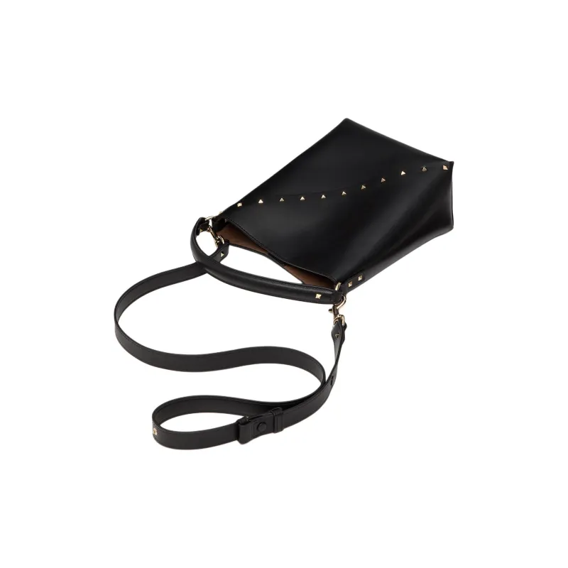 Valentino Cow Leather Bucket Bag Women's Black-4
