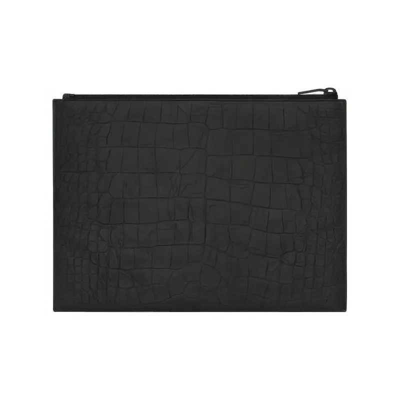 SAINT LAURENT Leather Clutch Tablet Bag IPad Storage Bag Shoulder Bag Regular Men's Black-2
