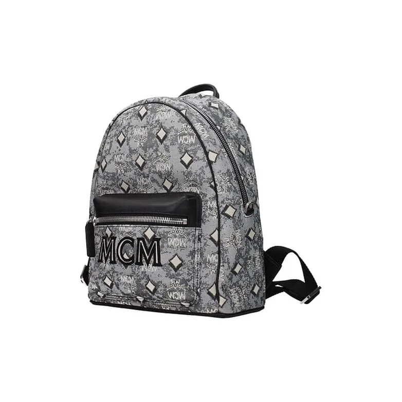 MCM Cow Leather Backpack Small Size Women's Gray-1