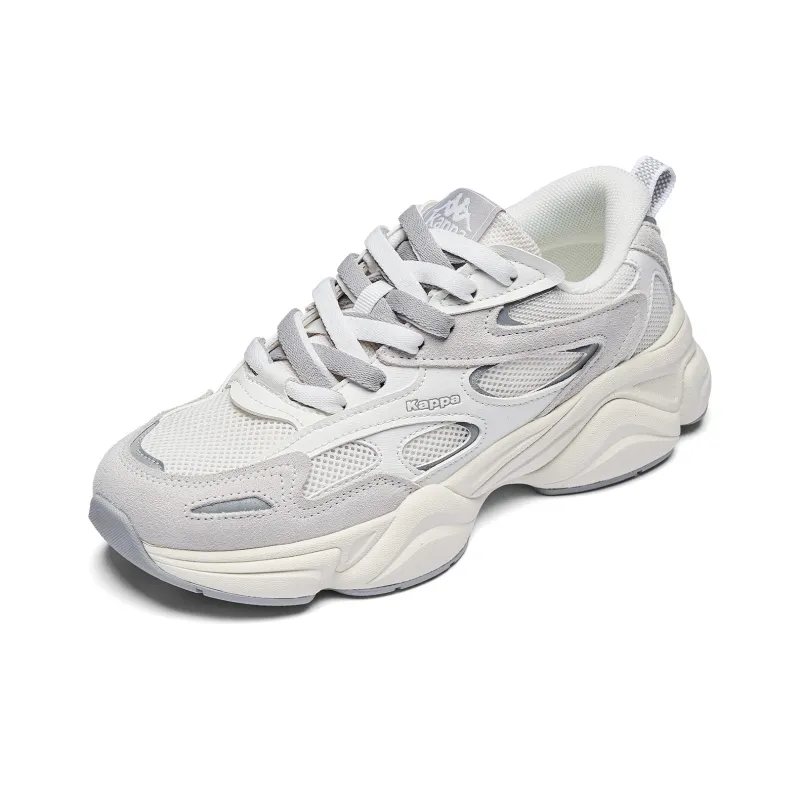 Kappa Anti Slip And Wear Resistant Height Increasing Low Top Chunky Sneakers Unisex Classic White-4