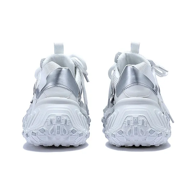 SELAIYA Slip Resistant, Breathable, Height Increasing Low Top Chunky Sneakers Women's White-4