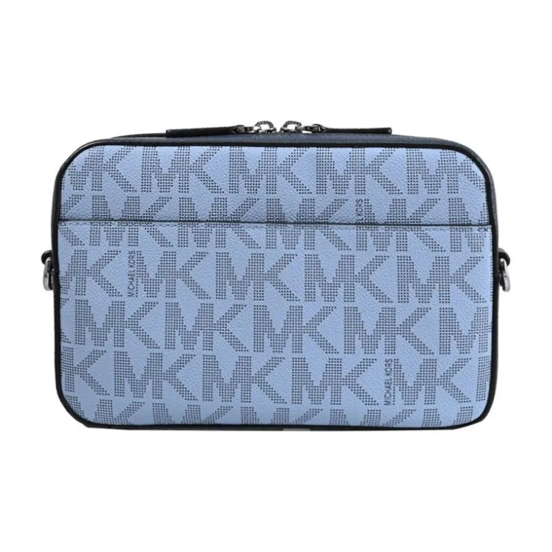 MICHAEL KORS MK Cooper Artificial Leather Crossbody Bag Medium Size Men's Light Blue/Dark Blue-2