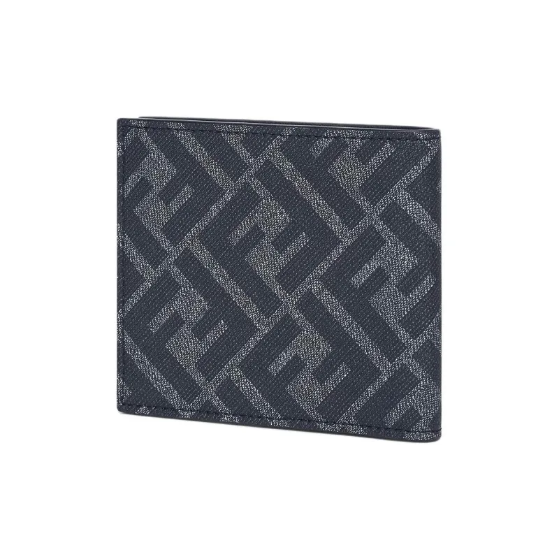 FENDI FF Canvas With Leather Wallet Men's Blue-1
